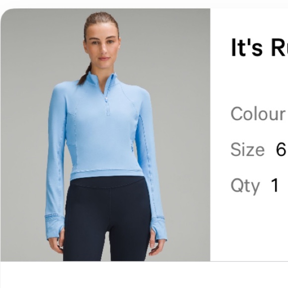 lululemon it’s rulu cropped half zip 6 - sold out​